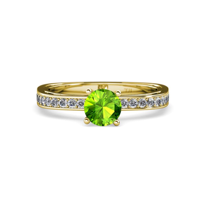 Inez Peridot and Diamond Euro Shank Bridal Set Ring 