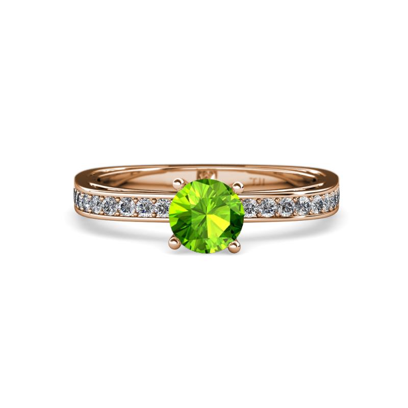 Inez Peridot and Diamond Euro Shank Bridal Set Ring 