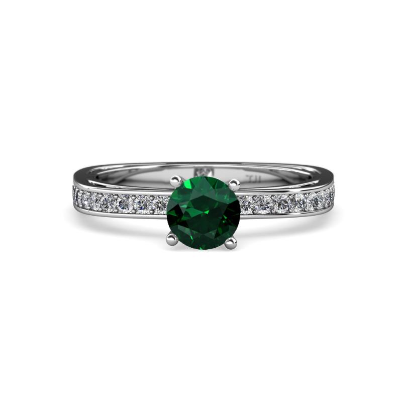 Inez Emerald and Diamond Euro Shank Bridal Set Ring 