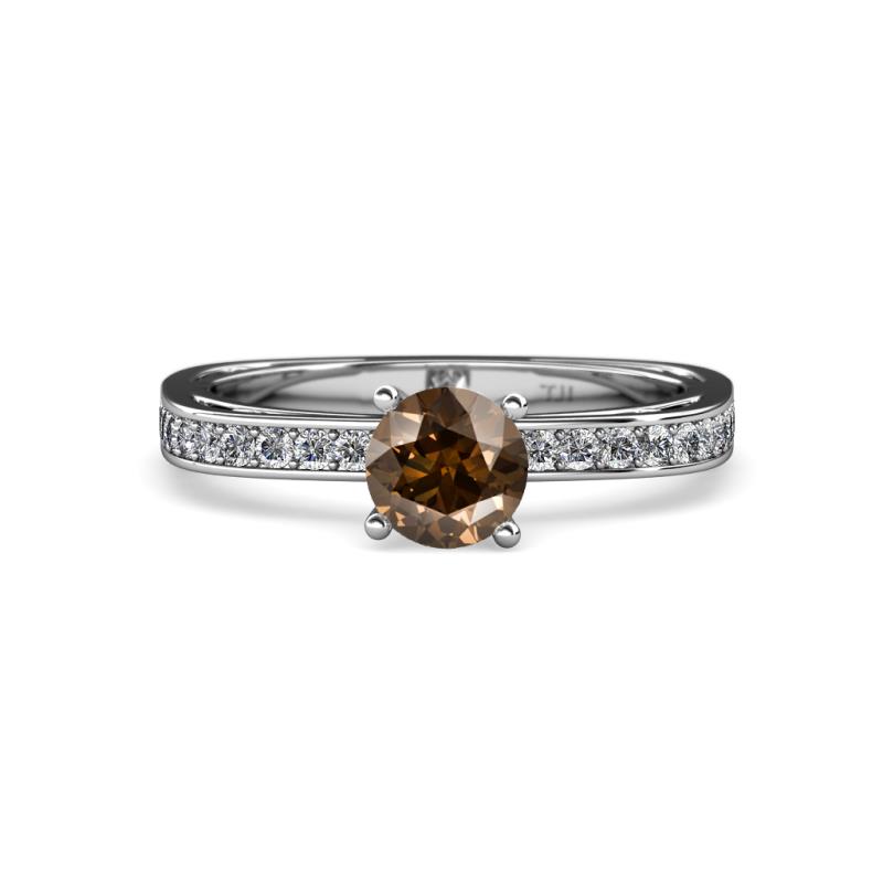 Inez Smoky Quartz and Diamond Euro Shank Bridal Set Ring 