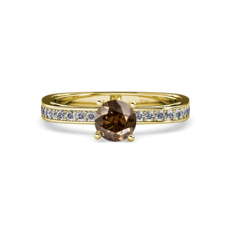 Inez Smoky Quartz and Diamond Euro Shank Bridal Set Ring 
