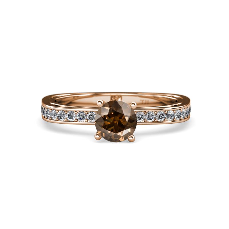 Inez Smoky Quartz and Diamond Euro Shank Bridal Set Ring 