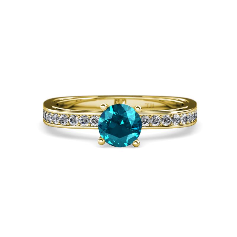 Inez London Blue Topaz and Diamond Euro Shank Bridal Set Ring 