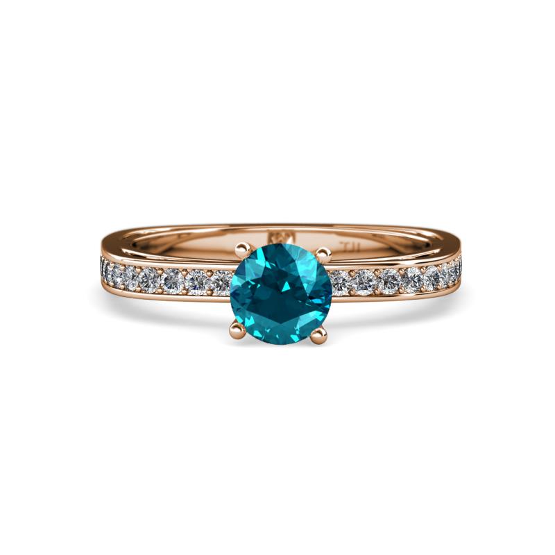 Inez London Blue Topaz and Diamond Euro Shank Bridal Set Ring 