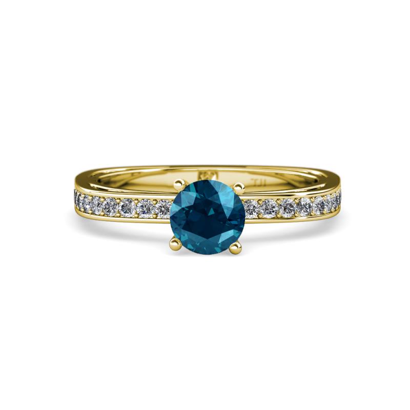 Inez Blue and White Diamond Euro Shank Bridal Set Ring 