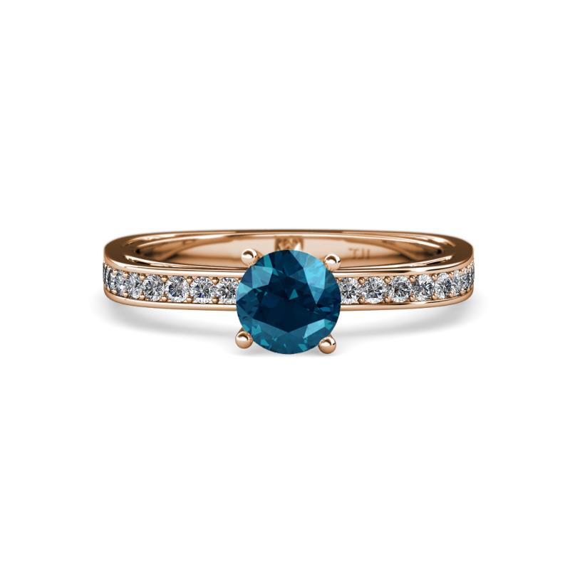 Inez Blue and White Diamond Euro Shank Bridal Set Ring 