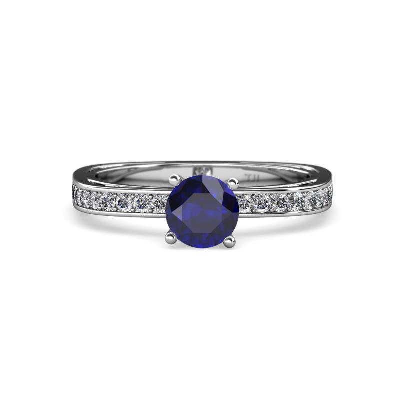 Inez Blue Sapphire and Diamond Euro Shank Bridal Set Ring 
