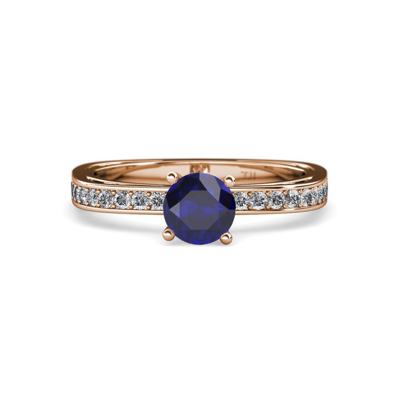 Inez Blue Sapphire and Diamond Euro Shank Bridal Set Ring 