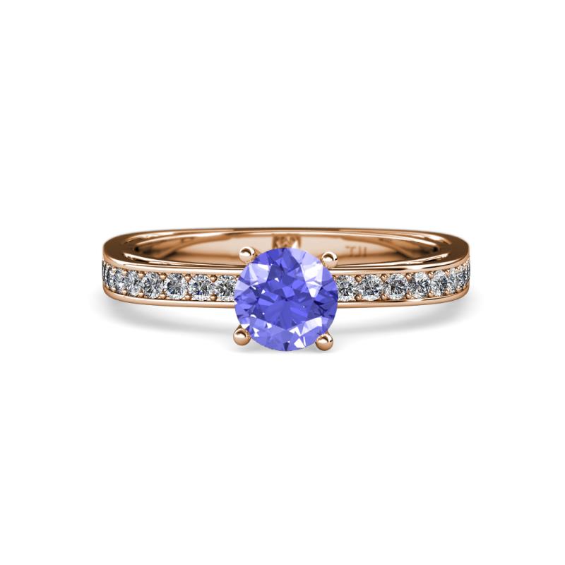 Inez Tanzanite and Diamond Euro Shank Bridal Set Ring 