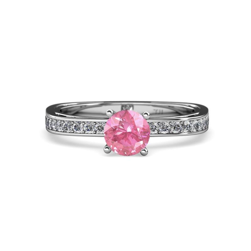 Inez Pink Tourmaline and Diamond Euro Shank Bridal Set Ring 