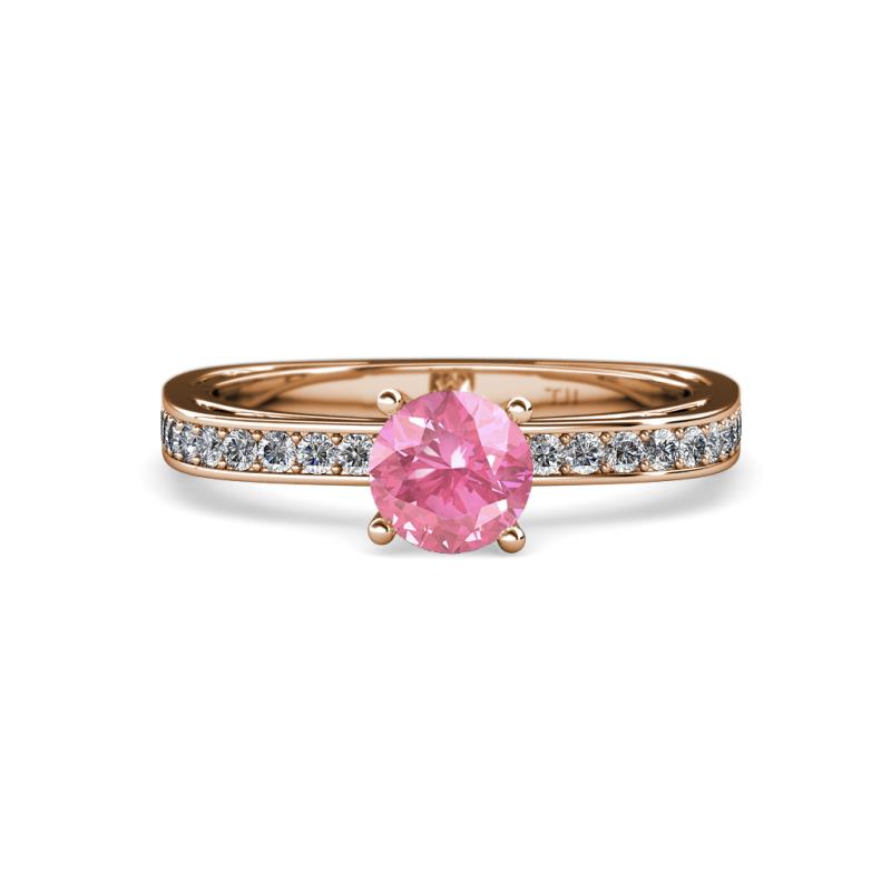 Inez Pink Tourmaline and Diamond Euro Shank Bridal Set Ring 