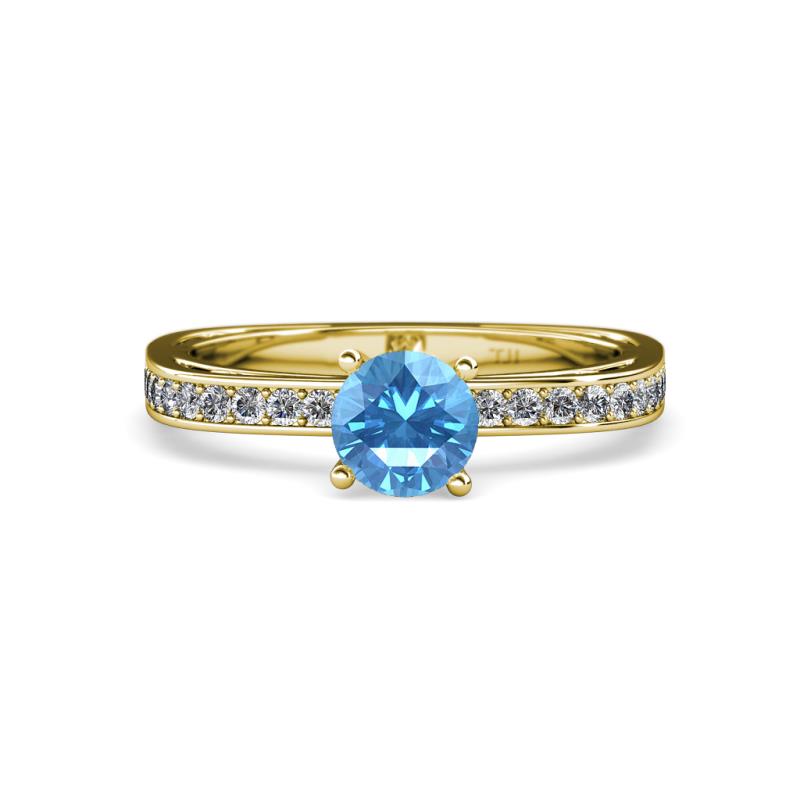 Inez Blue Topaz and Diamond Euro Shank Bridal Set Ring 