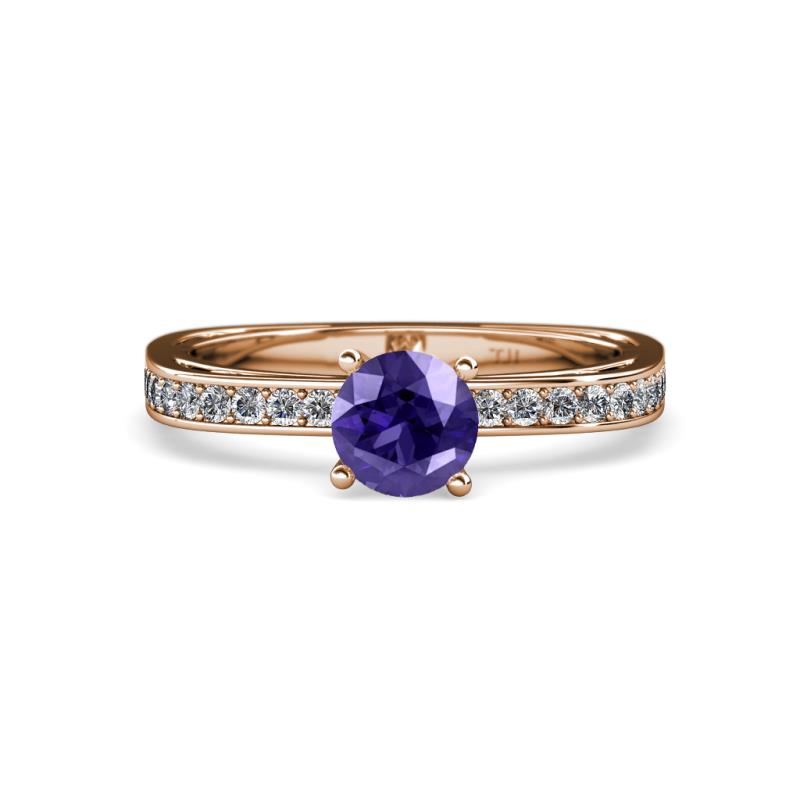 Inez Iolite and Diamond Euro Shank Bridal Set Ring 