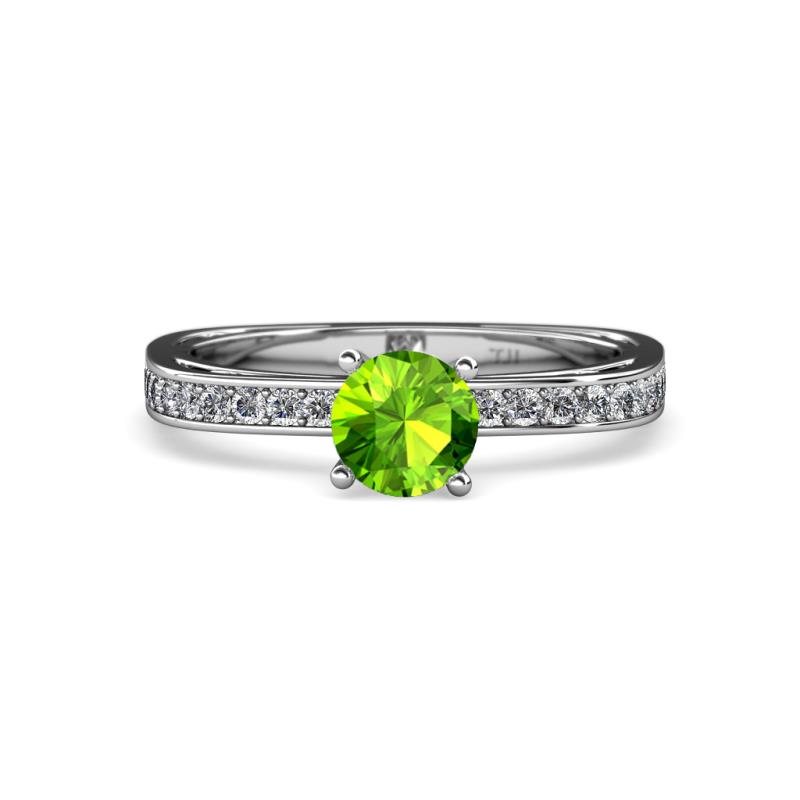 Inez Peridot and Diamond Euro Shank Bridal Set Ring 