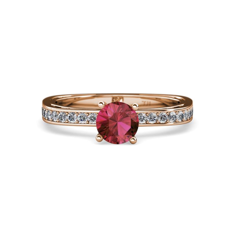 Inez Rhodolite Garnet and Diamond Euro Shank Bridal Set Ring 