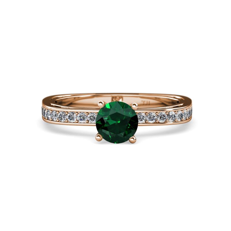 Inez Emerald and Diamond Euro Shank Bridal Set Ring 