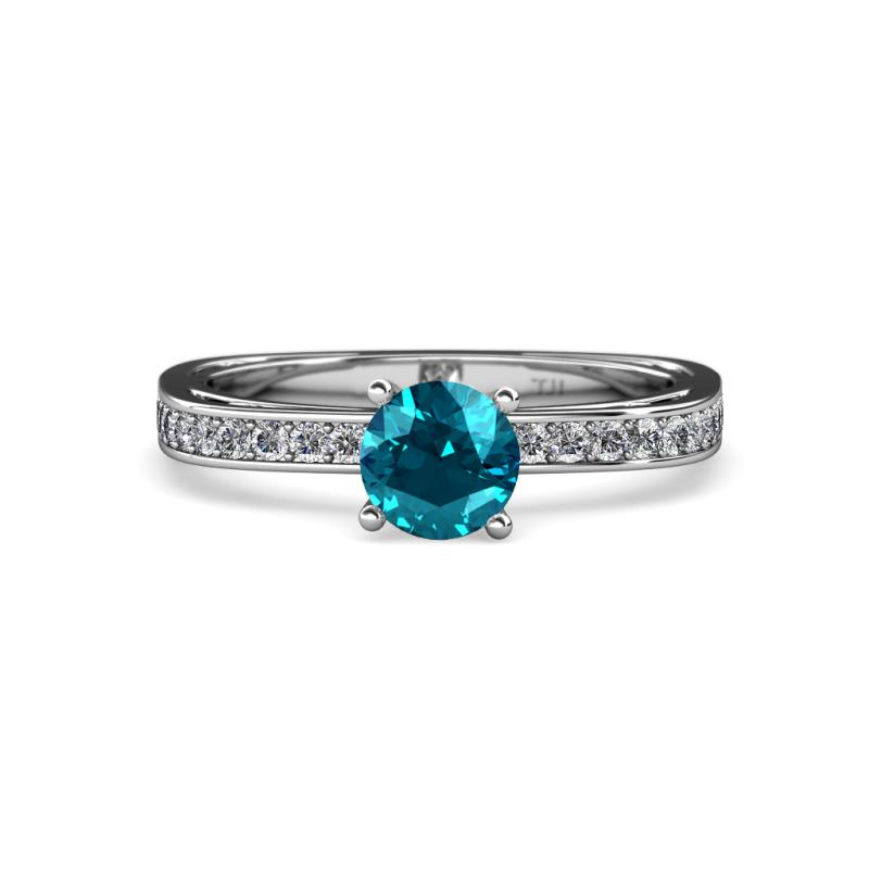 Inez London Blue Topaz and Diamond Euro Shank Bridal Set Ring 