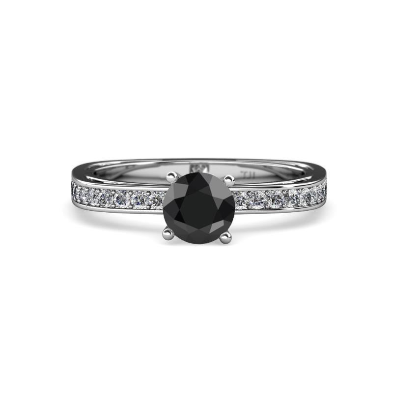 Inez Black and White Diamond Euro Shank Bridal Set Ring 