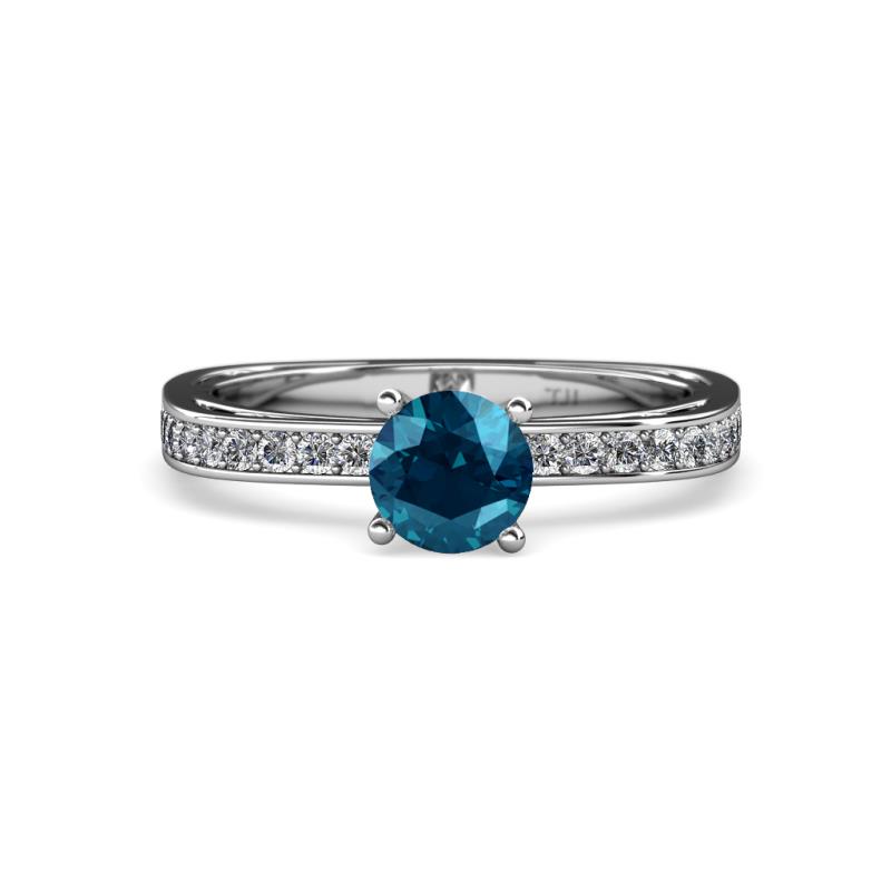 Inez Blue and White Diamond Euro Shank Bridal Set Ring 
