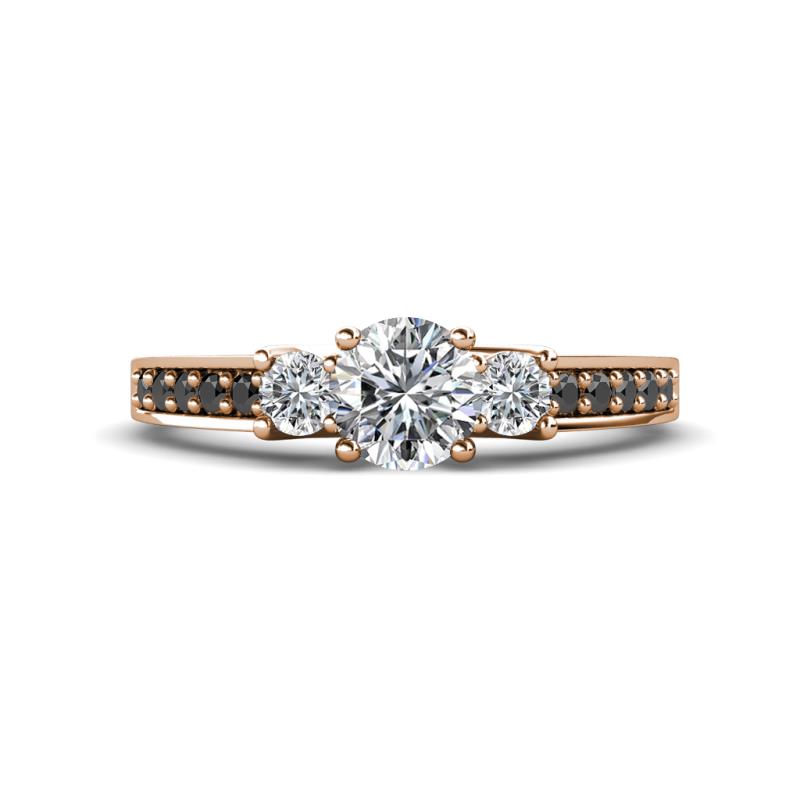 Valene Diamond Three Stone with Side Black Diamond Ring 