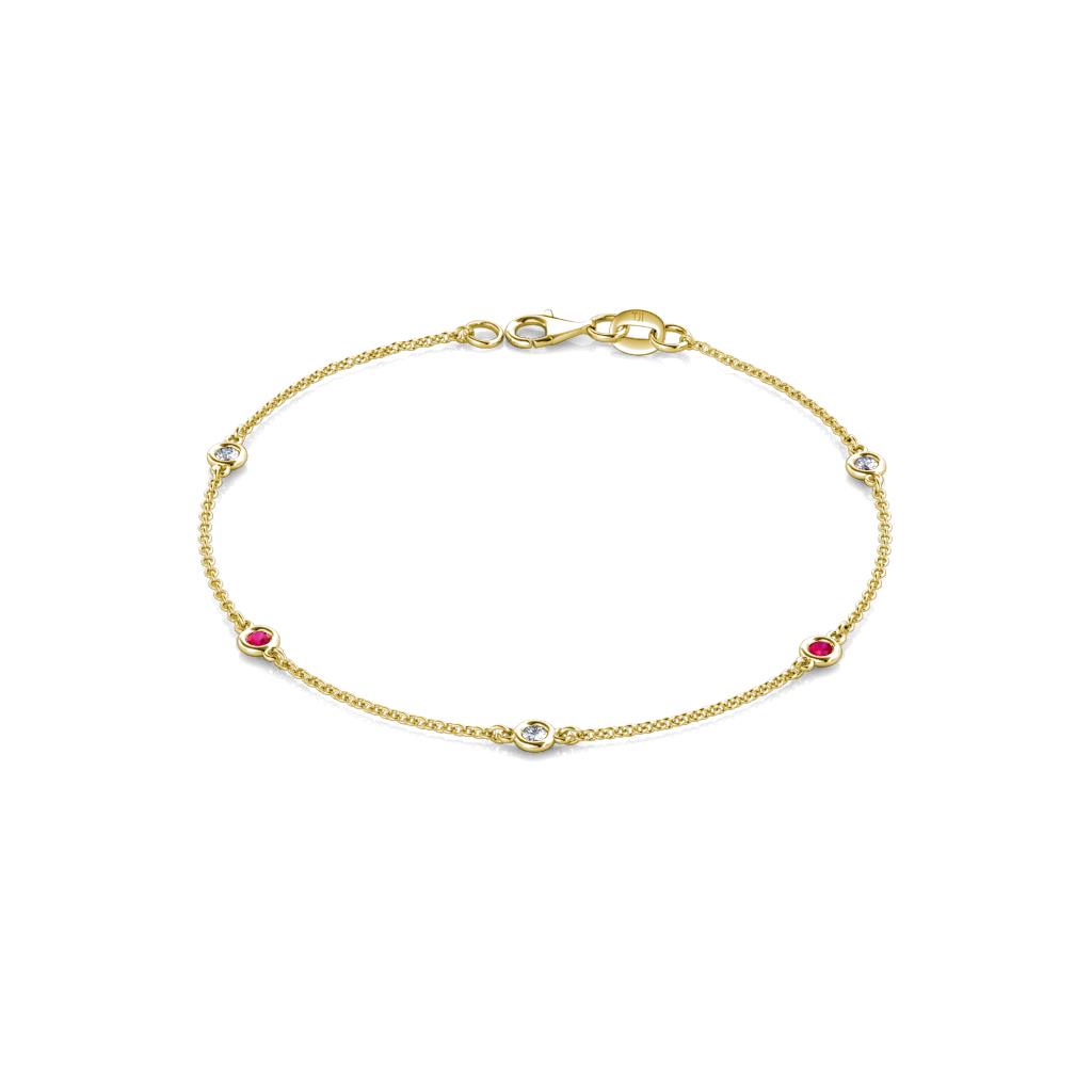 Aizza (5 Stn/2.4mm) Ruby and Diamond Station Bracelet 