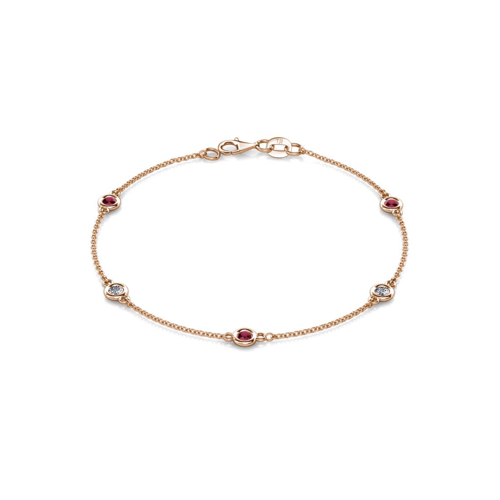 Aizza (5 Stn/3mm) Petite Ruby and Diamond Station Bracelet 