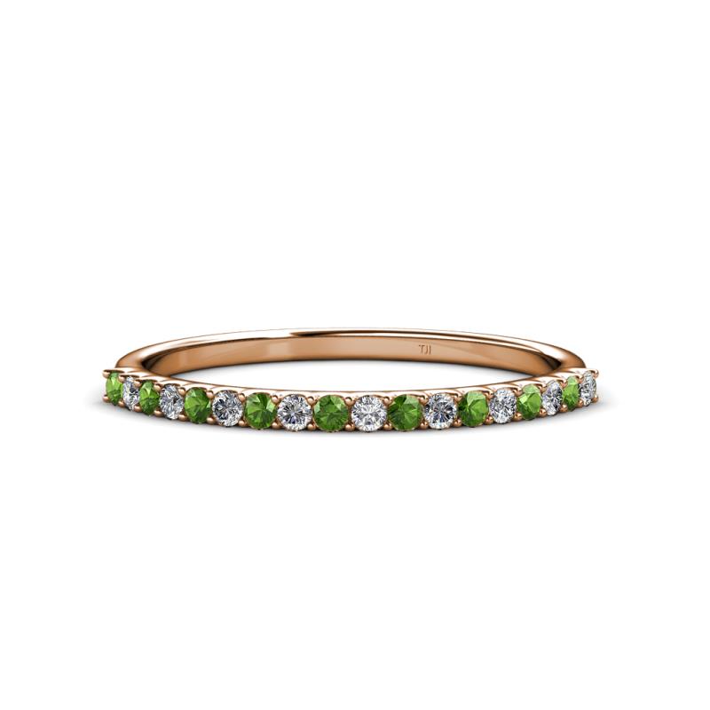 Iskra 1.50 mm Round Green Garnet and Diamond 18 Stone Wedding Band 