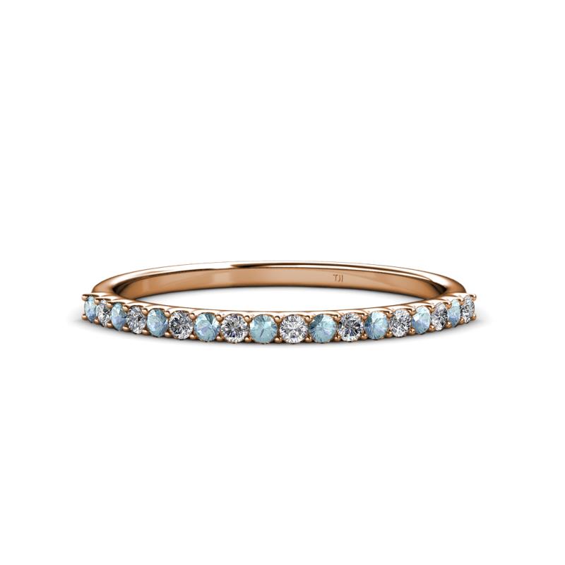 Iskra 1.50 mm Round Aquamarine and Diamond Wedding Band 