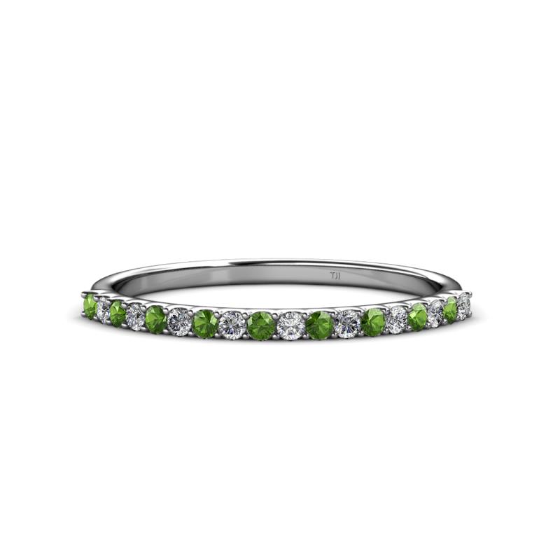 Iskra 1.50 mm Round Green Garnet and Diamond 18 Stone Wedding Band 