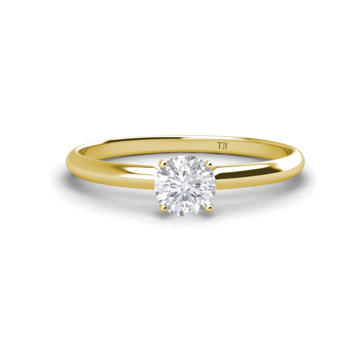 Solus Round White Sapphire Solitaire Engagement Ring  