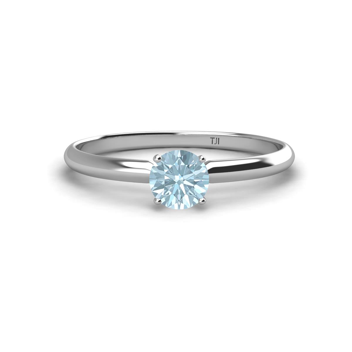 Solus Round Aquamarine Solitaire Engagement Ring  