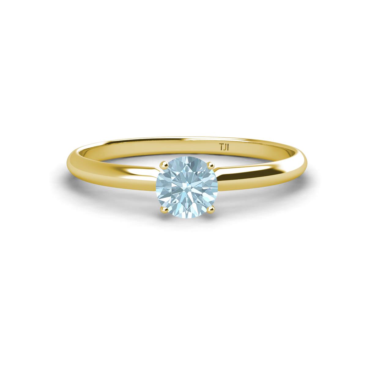 Solus Round Aquamarine Solitaire Engagement Ring  