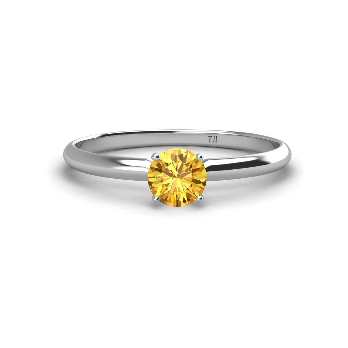 Solus Round Citrine Solitaire Engagement Ring  