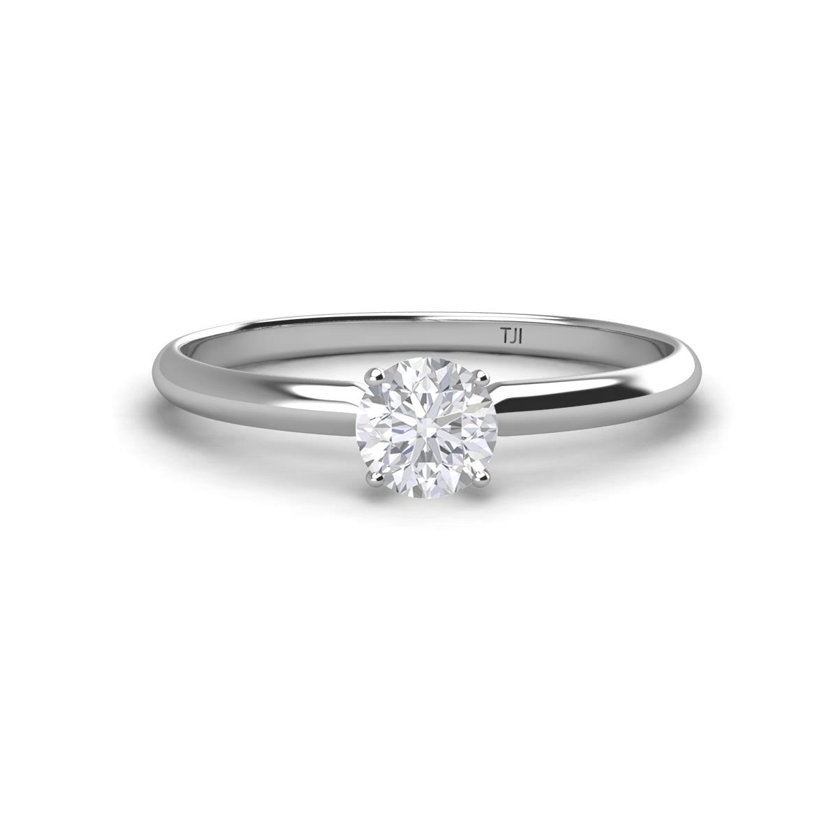 Solus Round White Sapphire Solitaire Engagement Ring  