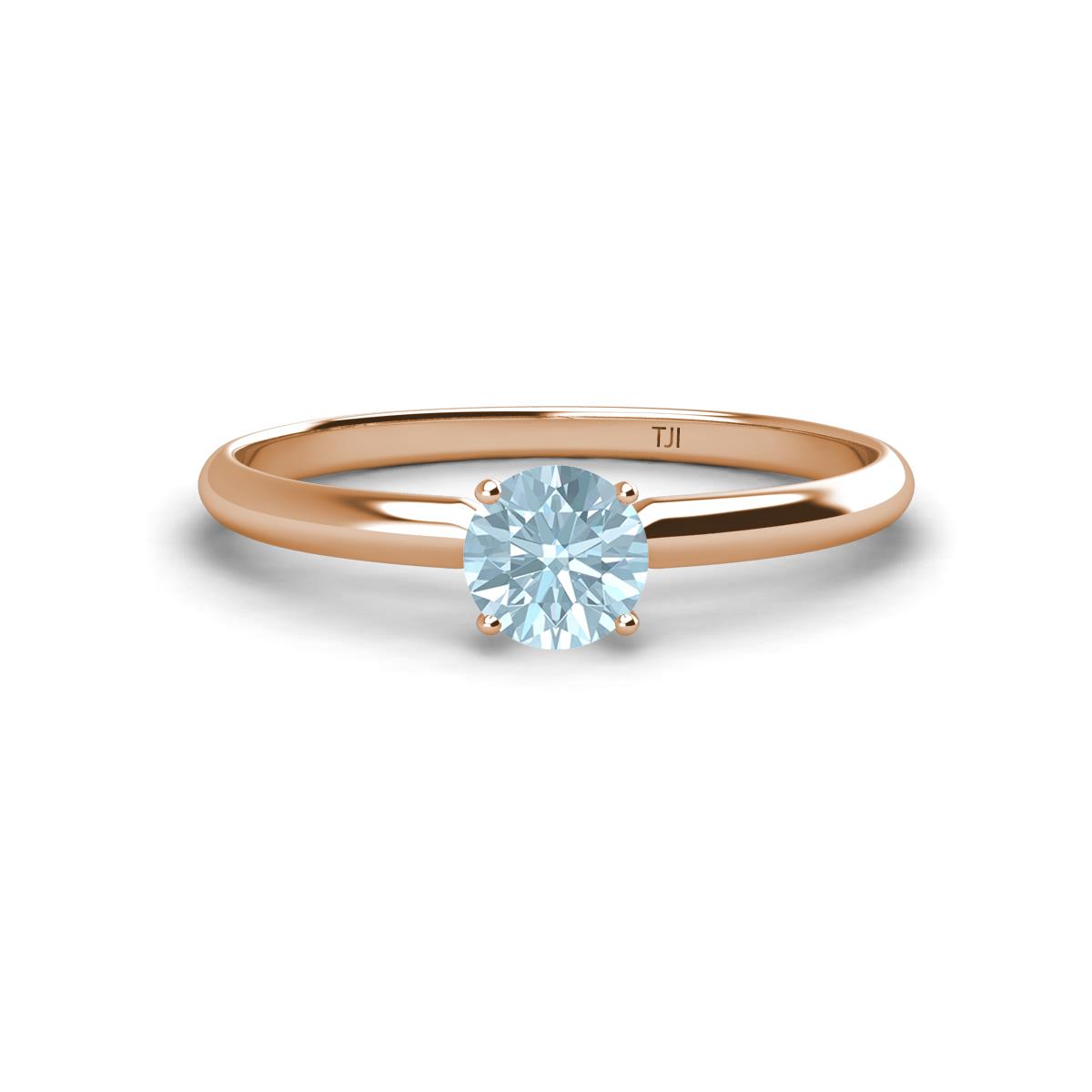 Solus Round Aquamarine Solitaire Engagement Ring  