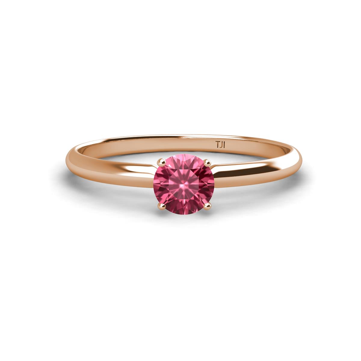 Solus Round Pink Tourmaline Solitaire Engagement Ring  