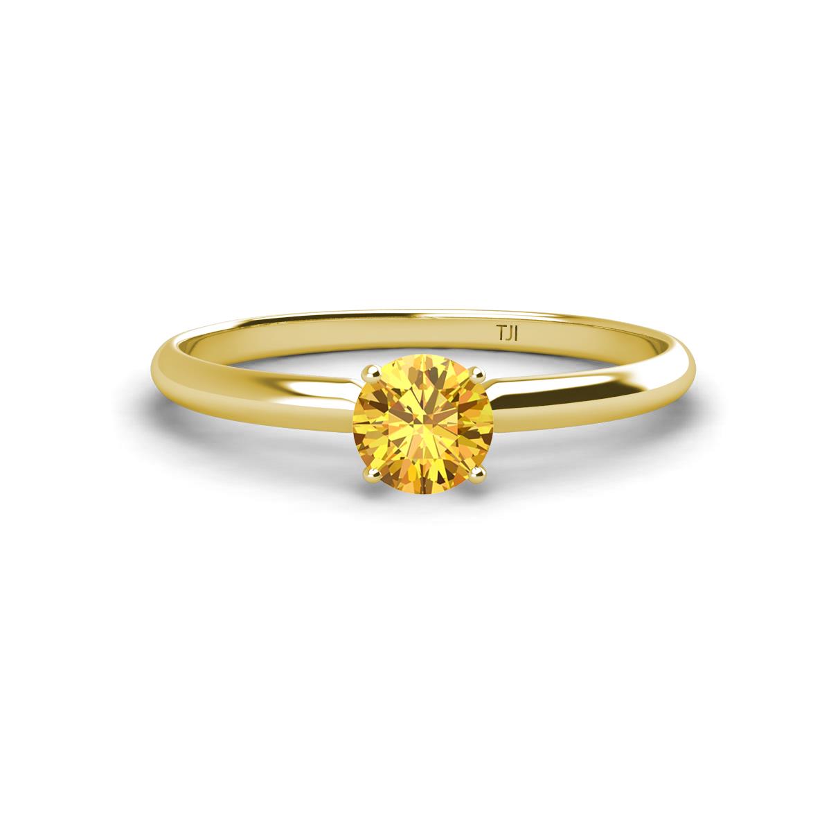 Solus Round Citrine Solitaire Engagement Ring  