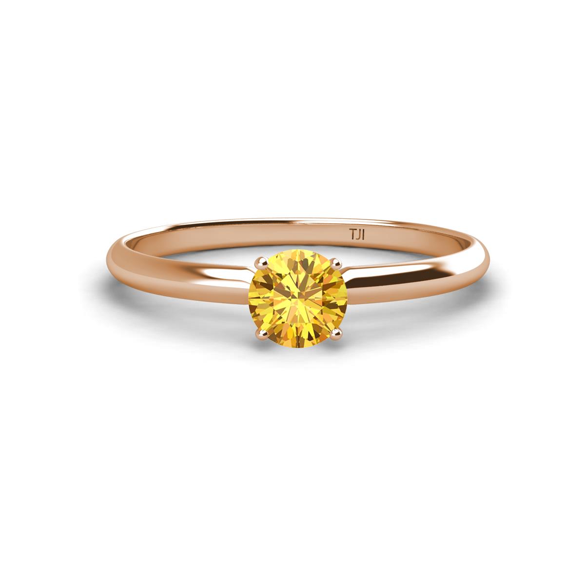 Solus Round Citrine Solitaire Engagement Ring  