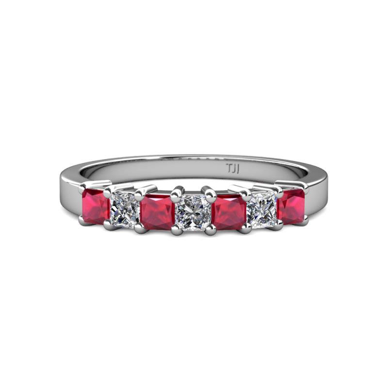 Evia 3.00 mm Ruby and Diamond Wedding Band 