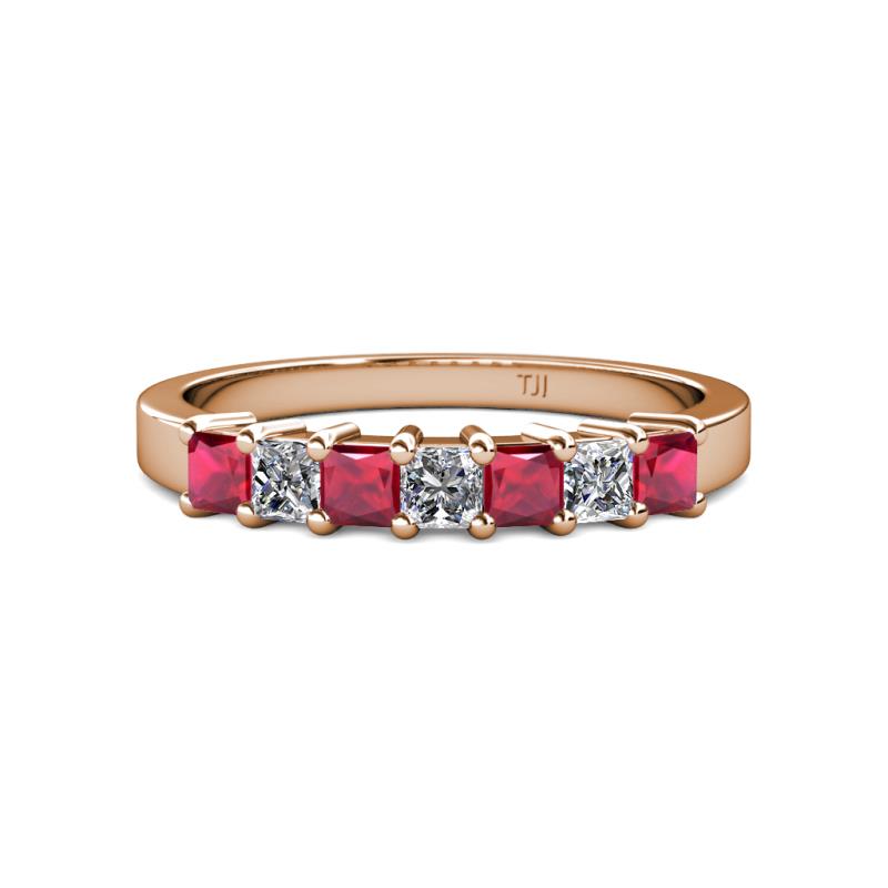 Evia 3.00 mm Ruby and Diamond Wedding Band 