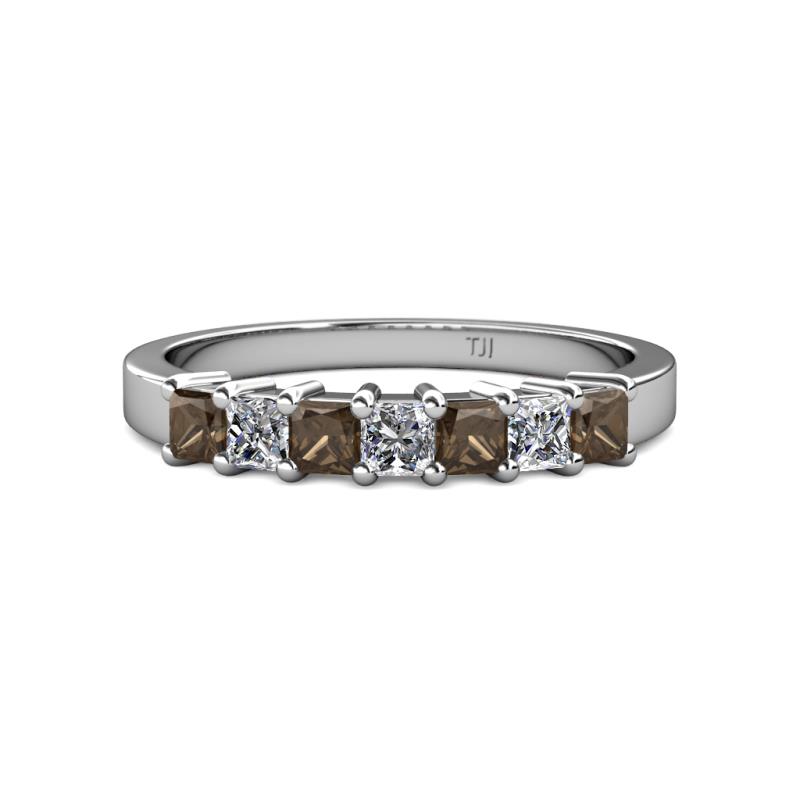 Evia 3.00 mm Smoky Quartz and Diamond Wedding Band 