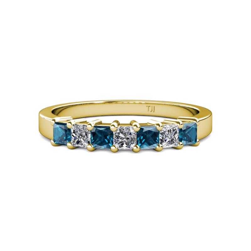 Evia 3.00 mm London Blue Topaz and Diamond Wedding Band 