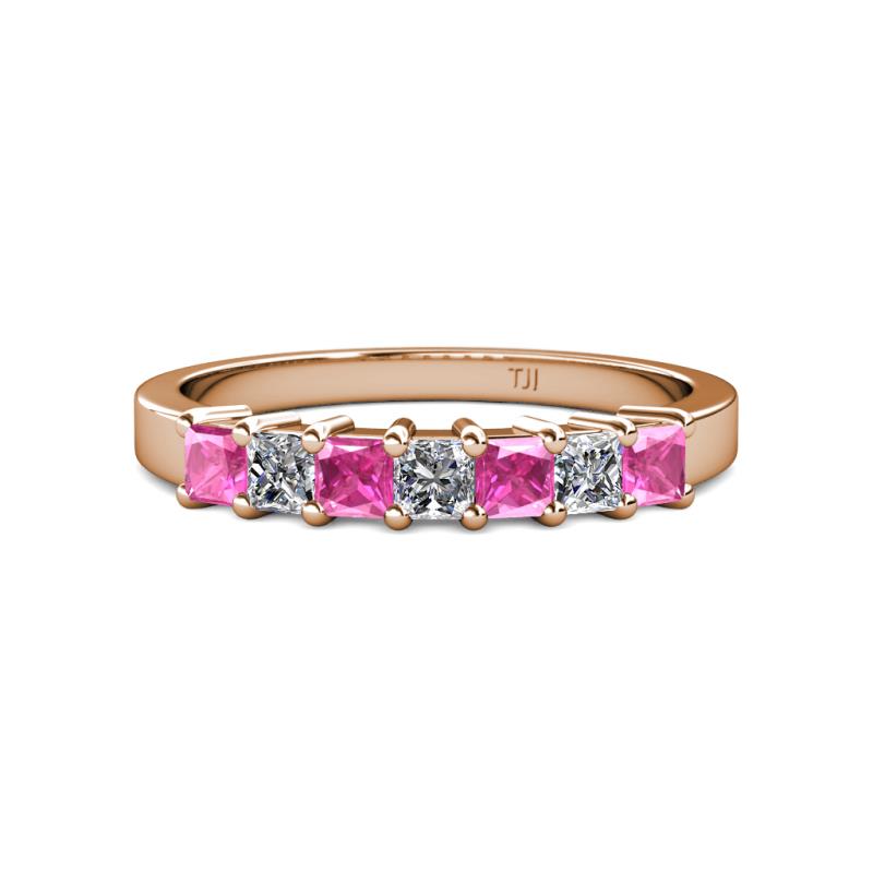 Evia 3.00 mm Pink Sapphire and Diamond Wedding Band 