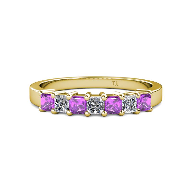 Evia 3.00 mm Amethyst and Diamond Wedding Band 