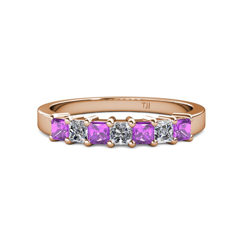 Evia 3.00 mm Amethyst and Diamond Wedding Band 