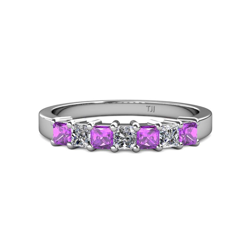 Evia 3.00 mm Amethyst and Diamond Wedding Band 