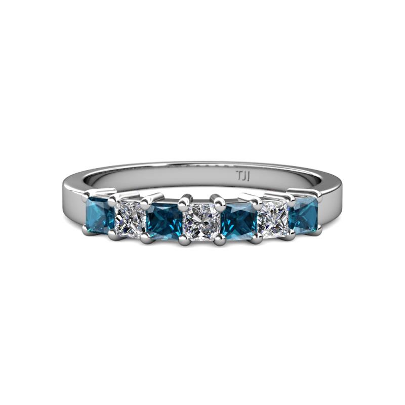 Evia 3.00 mm London Blue Topaz and Diamond Wedding Band 