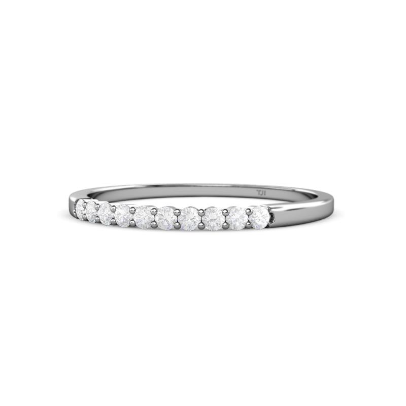 Clara 1.80 mm White Sapphire 10 Stone Wedding Band 