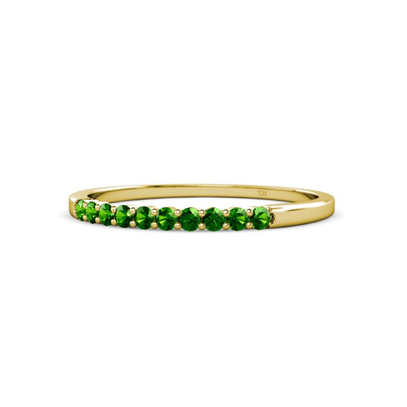 Clara 1.80 mm Green Garnet 10 Stone Wedding Band 