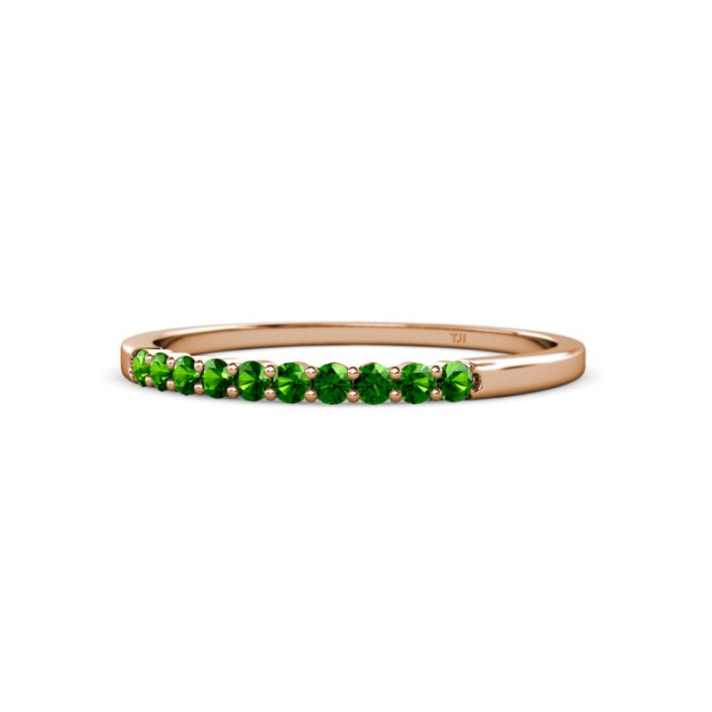 Clara 1.80 mm Green Garnet 10 Stone Wedding Band 